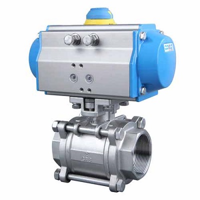 AUTOMA- Pneumatic 3 Pieces Screwed Ball Valve